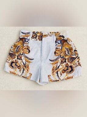 Joie 100% Linen Paisley Floral Shorts Medium